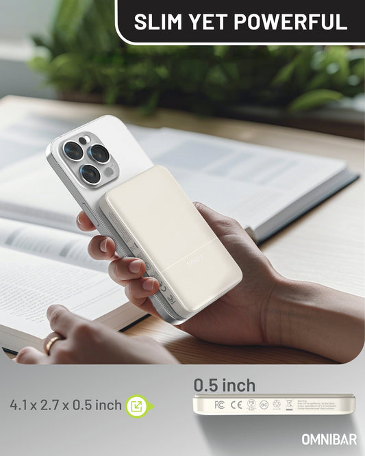 Miko Slim Magnetic Power Bank 5K, Ivory White