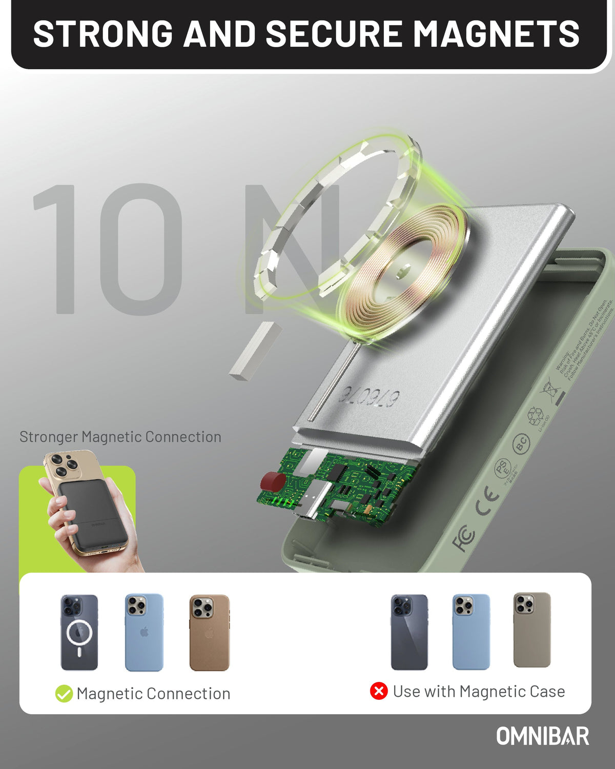 Miko Slim Magnetic Power Bank 5K, Green