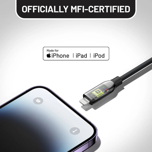 Toki Braided USB-C to Lightning Cable (6FT, Black)