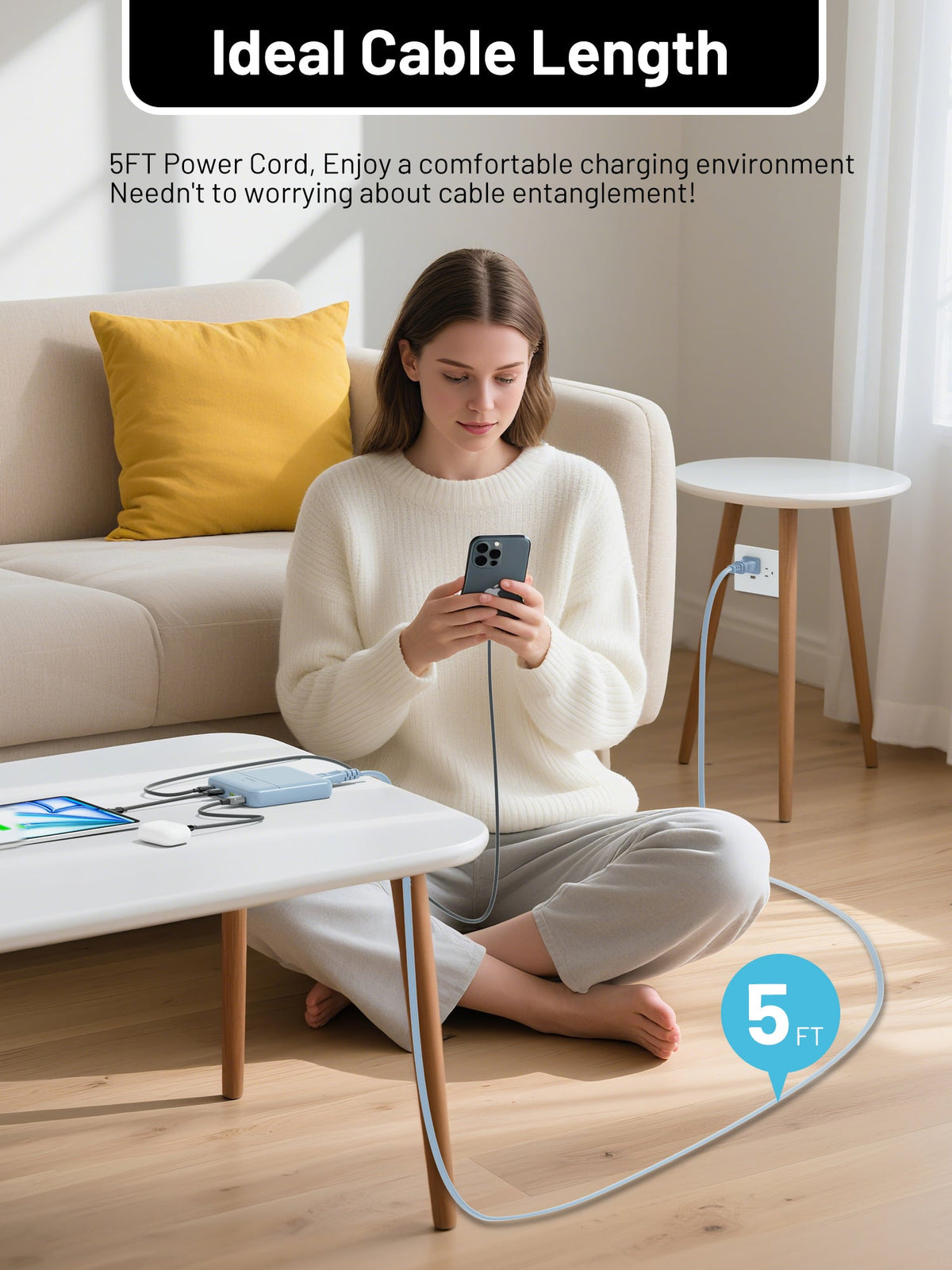 Omnibar 67W 4-Port Slim Charging Station, Ice Lake Blue