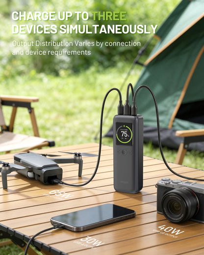 Aero 20,000mAh 3-Port Laptop Power Bank, PD140W, Space Gray