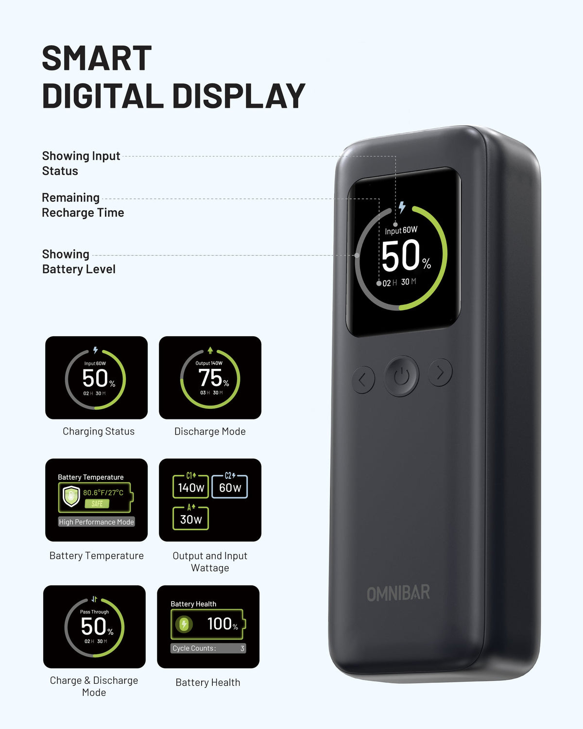 Aero 20,000mAh 3-Port Laptop Power Bank, PD140W, Space Gray
