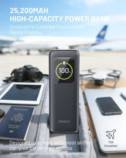 Kova 25,200mAh 4-Port Laptop Power Bank, Total Output 225W Max, Space Gray