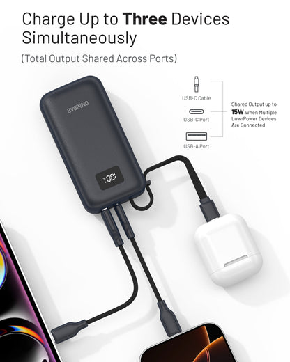 Zuma 10,000mAh Cable-Connect Power Bank, PD30W, Cosmic Black