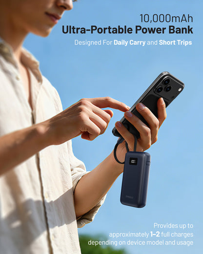 Zuma 10,000mAh Cable-Connect Power Bank, PD30W, Cosmic Black