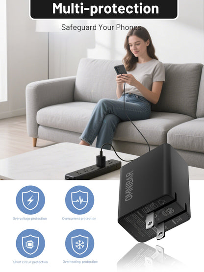 Pogo Dual USB-C GaN Wall Charger 45W, Black
