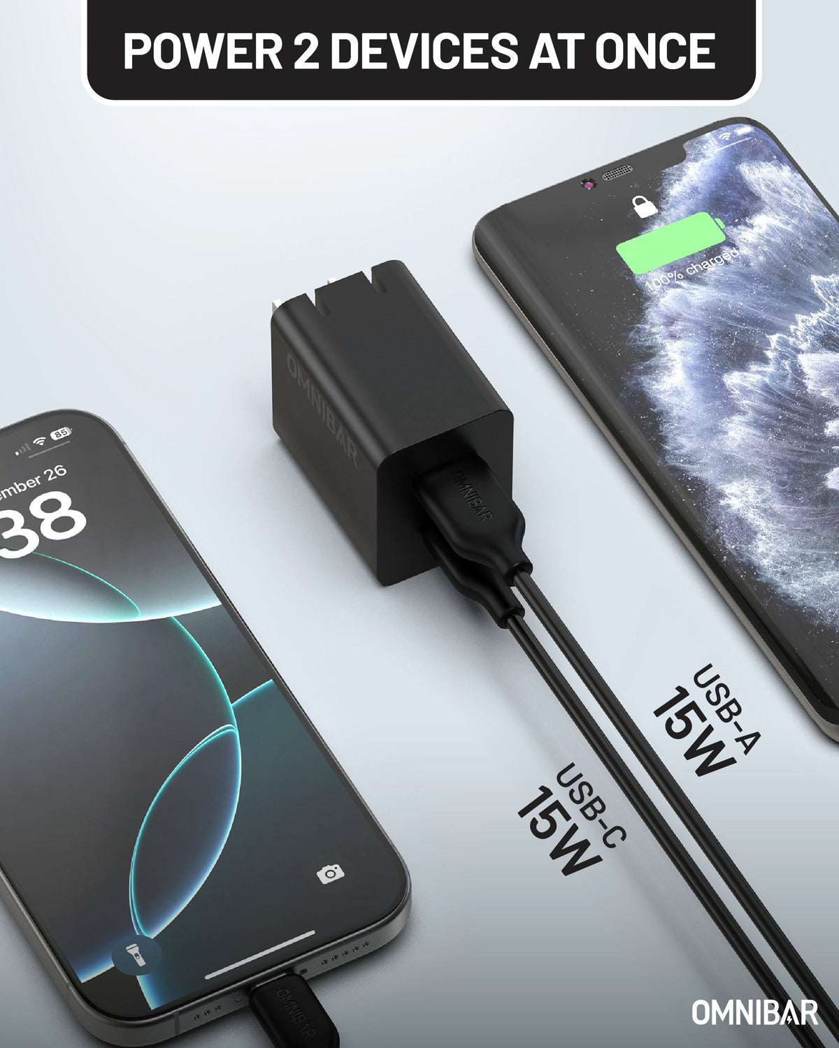 Pogo Dual-Port USB-C GaN Wall Charger 35W, Black