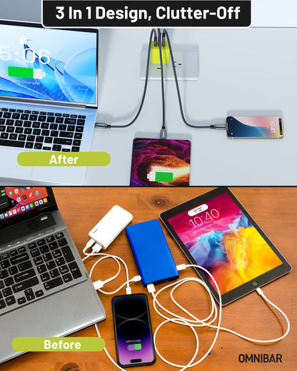 Juno 3-Port GaN Wall Charger 65W, Lime Green