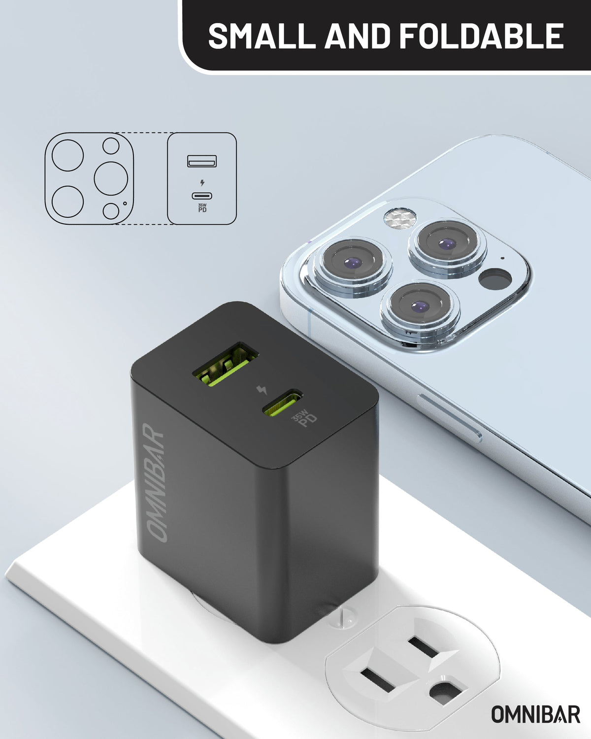 Pogo Dual-Port USB-C GaN Wall Charger 35W, Black