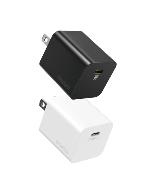 Kumo 20W USB-C PD Wall Charger, Black & White, 2-Pack