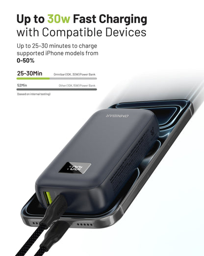 Omnibar 10,000mAh Portable Power Bank, PD30W, Cosmic Black