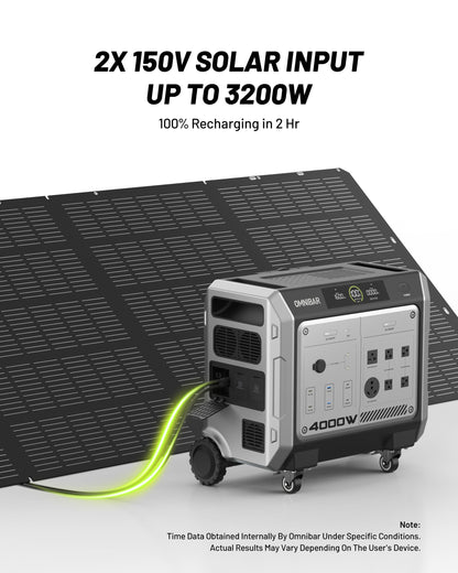 Vanta 4000 Portable Power Station 4096Wh & 400W Solar Panel, 4000W (Peak 4096W) LiFePO4 Battery,  3H Fast Charge, 15 Outlets, UPS 10ms, Solar Generator for Home Backup, Camping, RV, Emergencies