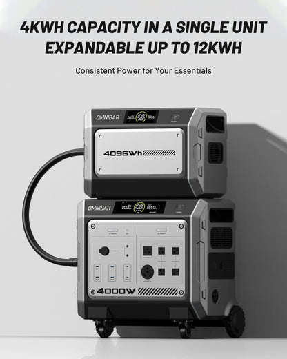 Vanta 4000 Portable Power Station 4096Wh & 4096wh portable battery pack, 4000W (Peak 4096W) LiFePO4 Battery, 3H Fast Charge, 15 Outlets, UPS 10ms, Solar Generator for Home Backup, Camping, RV, Emergencies