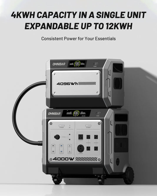Vanta 4000 Portable Power Station 4096Wh & 4096wh portable battery pack, 4000W (Peak 4096W) LiFePO4 Battery, 3H Fast Charge, 15 Outlets, UPS 10ms, Solar Generator for Home Backup, Camping, RV, Emergencies
