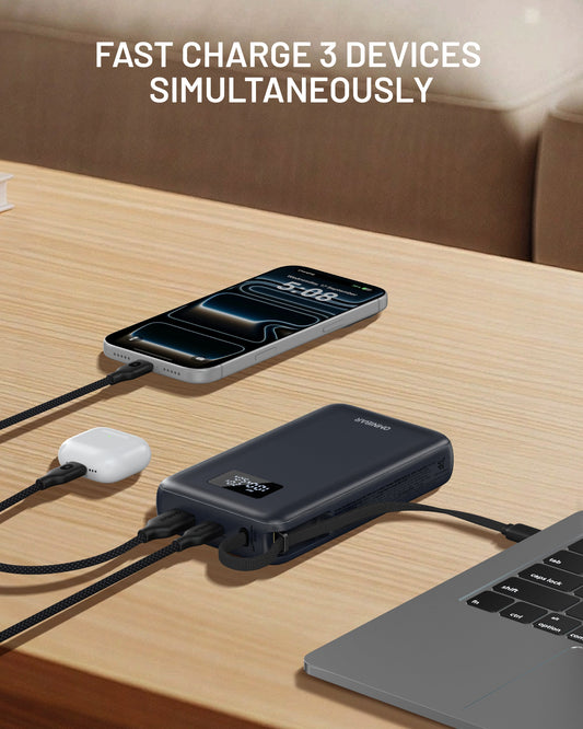Tavo 20,000mAh Cable-Connect Power Bank, PD100W, Cosmic Black