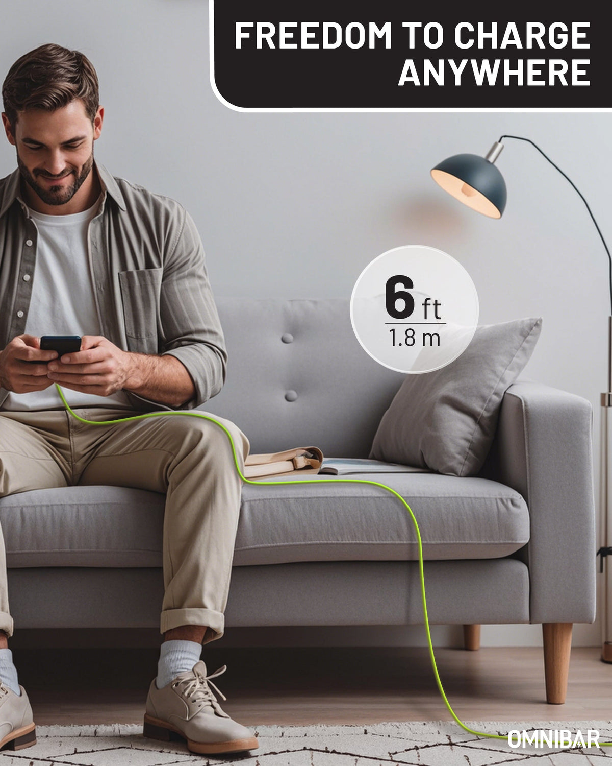 Yumi Silicone USB-C to Lightning Cable (6FT, Lime Green )