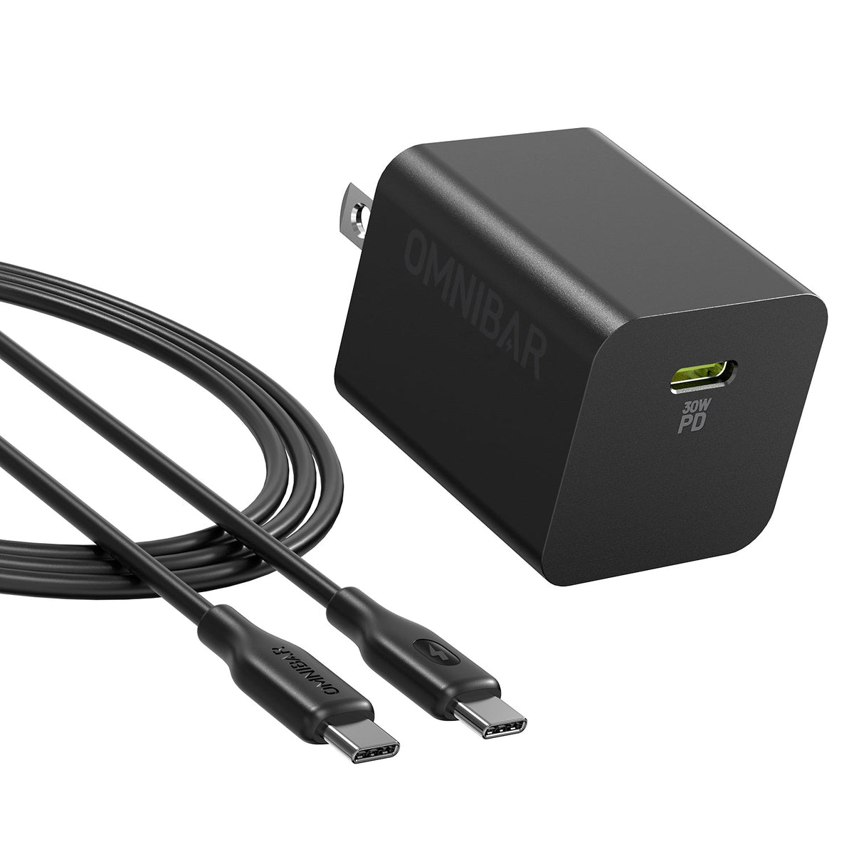 Pogo USB-C PD 3.0 PPS Wall Charger 30W + USB-C to USB-C Cable, Black