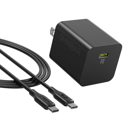 Pogo USB-C PD 3.0 PPS Wall Charger 30W + USB-C to USB-C Cable, Black