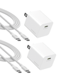 Kumo 30W USB-C PD Wall Charger + USB-C to USB-C Cable, White, 2-Pack