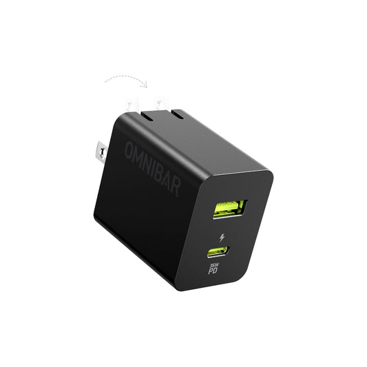 Pogo Dual-Port USB-C GaN Wall Charger 35W, Black