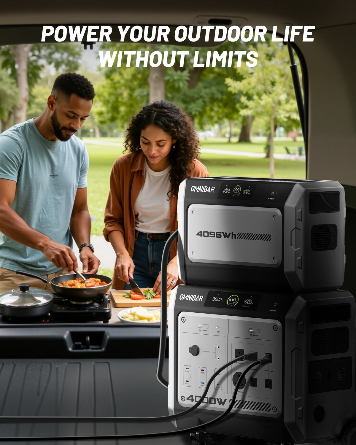 Vanta 4000 Portable Power Station 4096Wh & 4096wh portable battery pack, 4000W (Peak 4096W) LiFePO4 Battery, 3H Fast Charge, 15 Outlets, UPS 10ms, Solar Generator for Home Backup, Camping, RV, Emergencies