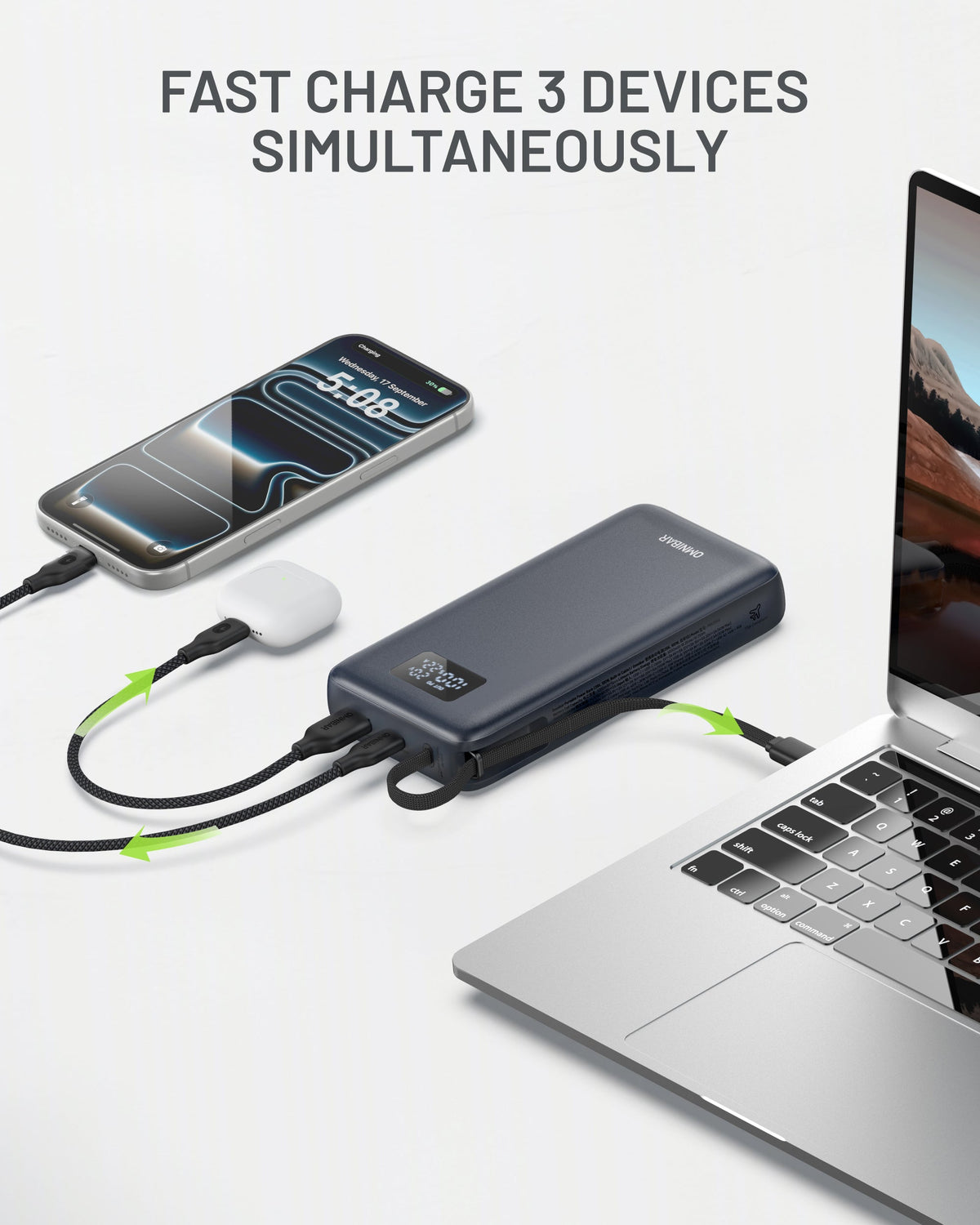 Kova 25,000mAh Cable-Connect Power Bank, PD100W, Cosmic Black