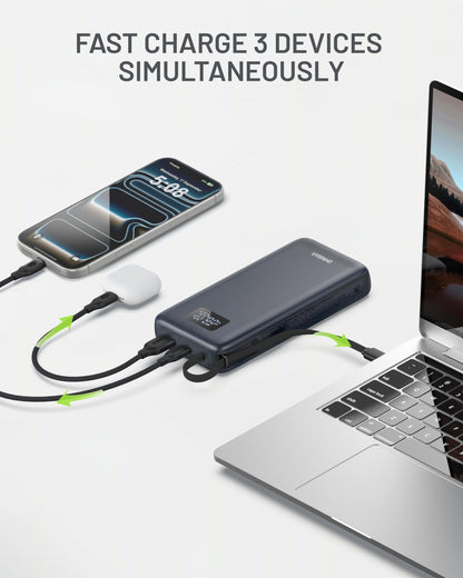 Kova 25,000mAh Cable-Connect Power Bank, PD100W, Cosmic Black