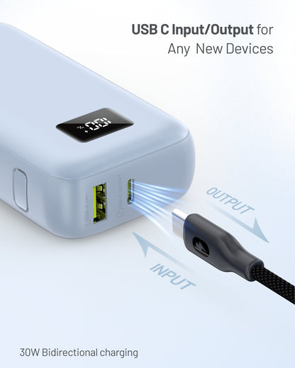 Omnibar 10,000mAh Portable Power Bank, PD30W, Ice Lake Blue