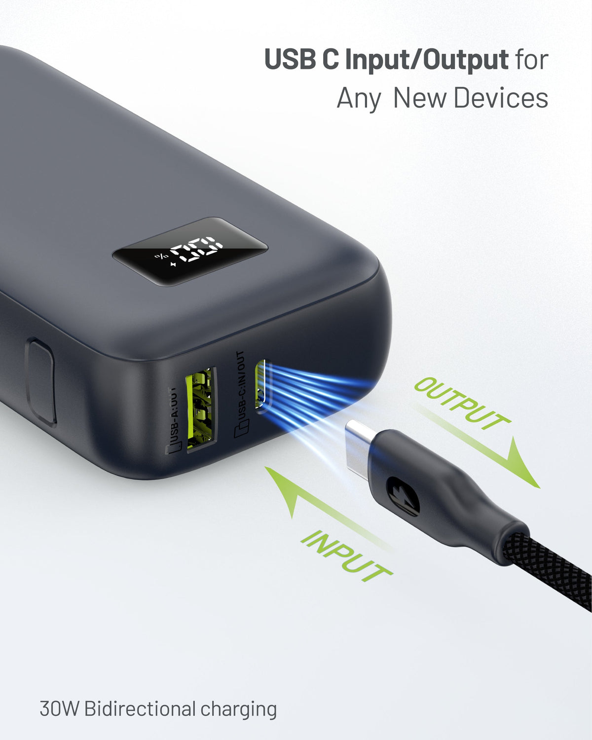Omnibar 10,000mAh Portable Power Bank, PD30W, Cosmic Black