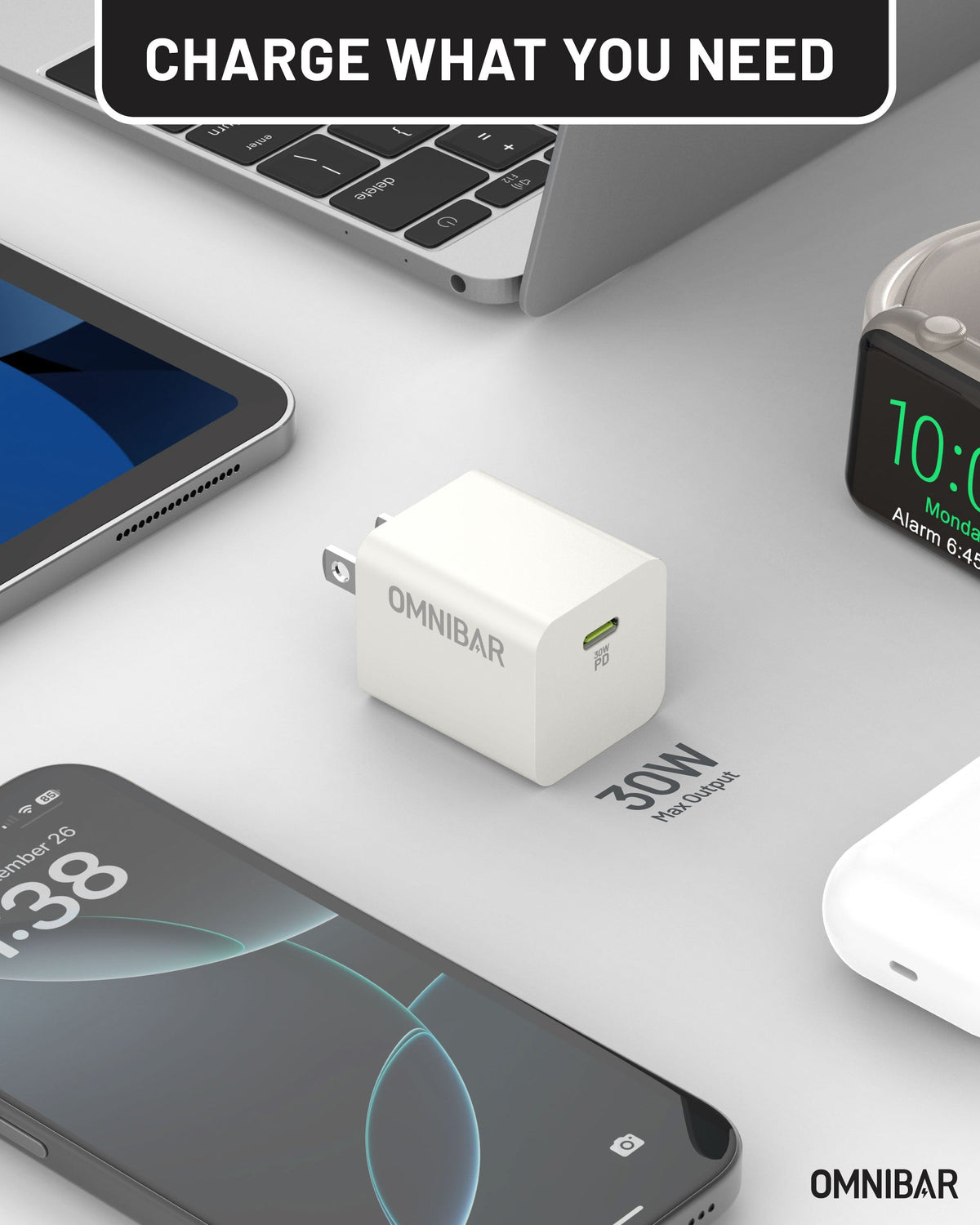 Pogo USB-C PD GaN Wall Charger 30W, White