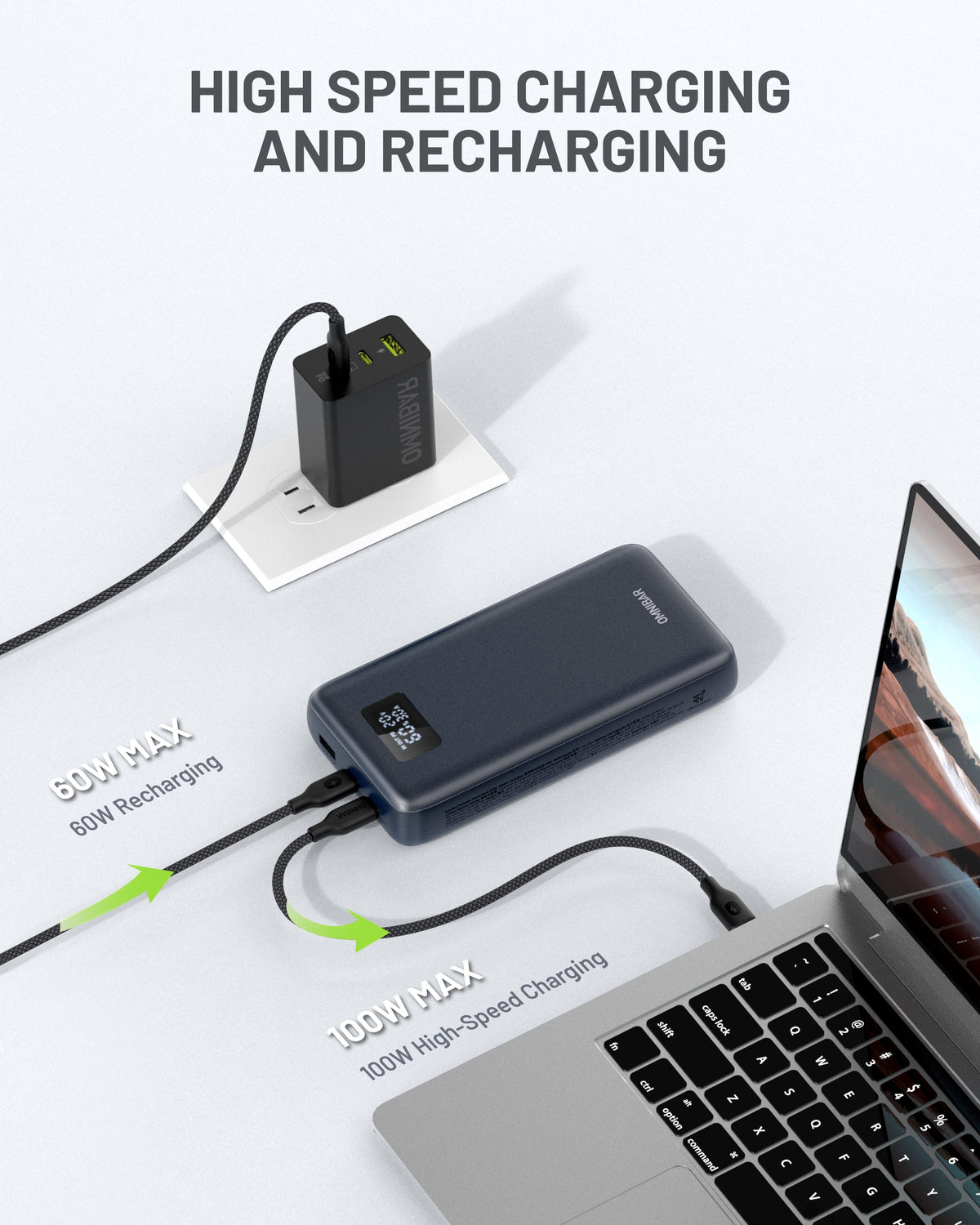 Kova 25,000mAh Portable Power Bank, PD100W, Cosmic Black