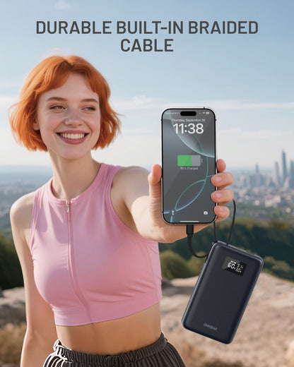 Tavo 20,000mAh Cable-Connect Power Bank, PD100W, Cosmic Black
