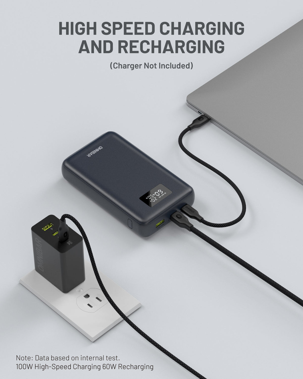 Omnibar 20,000mAh Portable Power Bank, PD100W, Cosmic Black