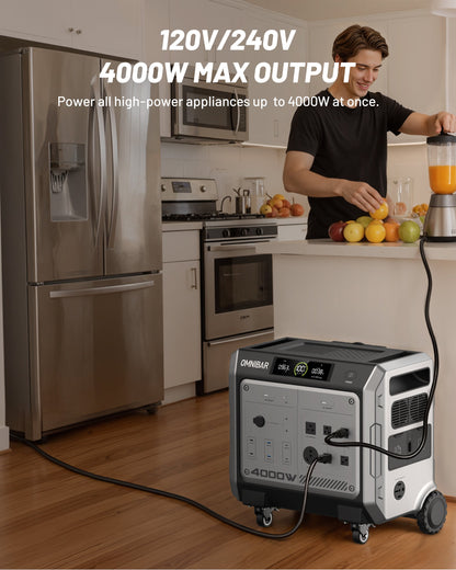 Vanta 4000 Portable Power Station 4096Wh, 4000W (Peak 4096W) LiFePO4 Battery,  3H Fast Charge, 15 Outlets, UPS 10ms, Solar Generator for Home Backup, Camping, RV, Emergencies