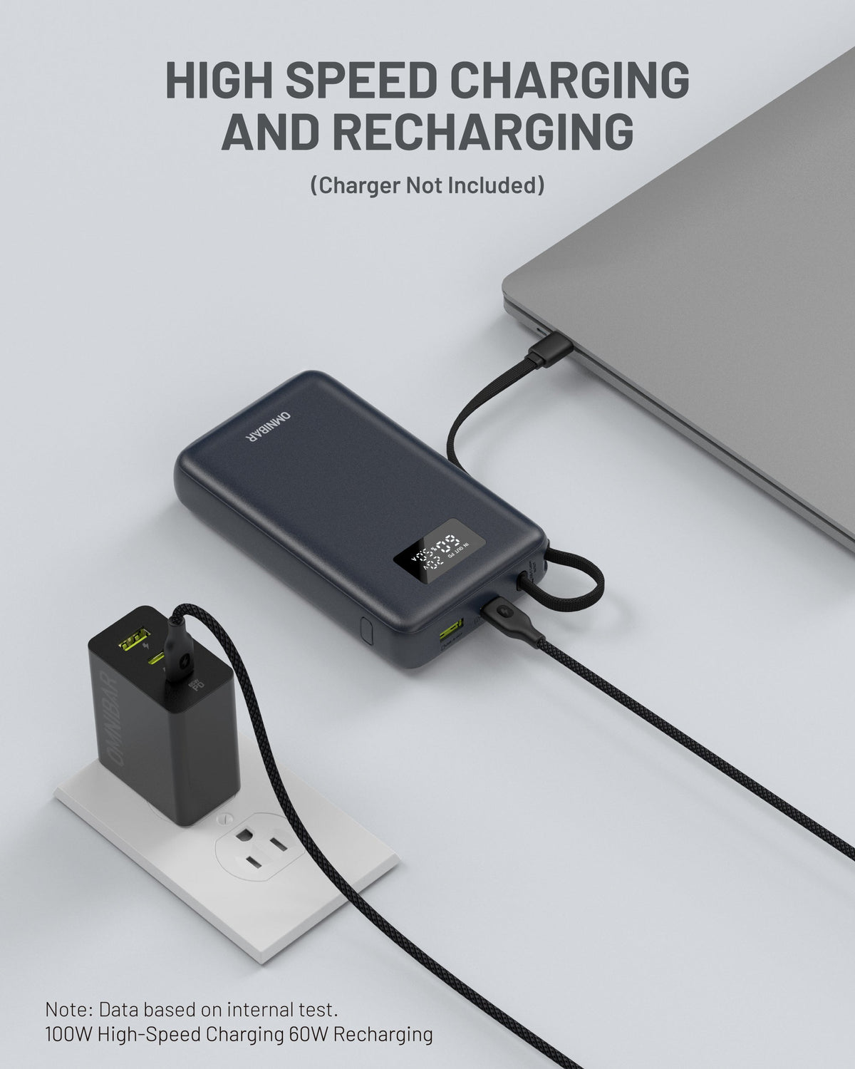 Tavo 20,000mAh Cable-Connect Power Bank, PD100W, Cosmic Black