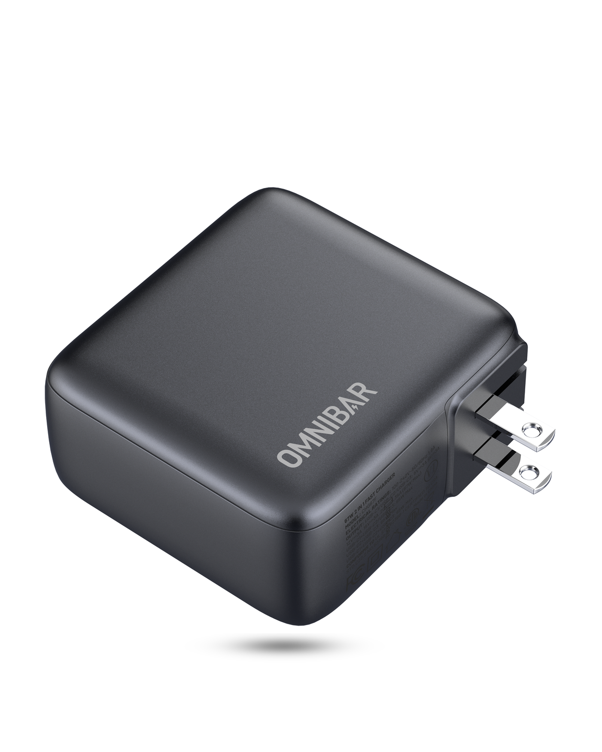 Kumo 3-Port 67W USB Fast Charger,Buit-in Retractable Cable*2, Cosmic Black