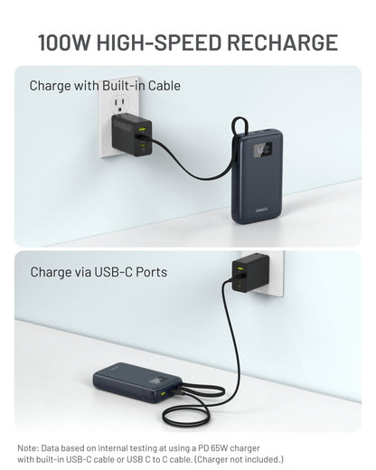 Omnibar 20,000mAh Portable Power Bank, PD100W, Cosmic Black