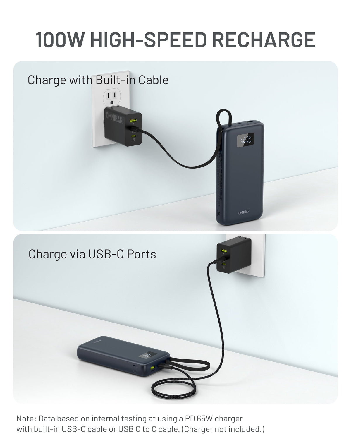 Kova 25,000mAh Cable-Connect Power Bank, PD100W, Cosmic Black