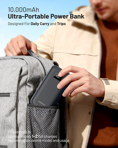 Omnibar 10,000mAh Portable Power Bank, PD30W, Cosmic Black