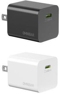 Kumo 20W USB-C PD Wall Charger, Black & White, 2-Pack