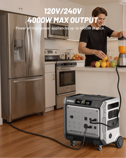 Vanta 4000 Portable Power Station 4096Wh & 400W Solar Panel, 4000W (Peak 4096W) LiFePO4 Battery,  3H Fast Charge, 15 Outlets, UPS 10ms, Solar Generator for Home Backup, Camping, RV, Emergencies