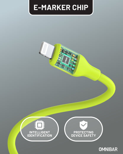 Yumi Silicone USB-C to Lightning Cable (6FT, Lime Green )