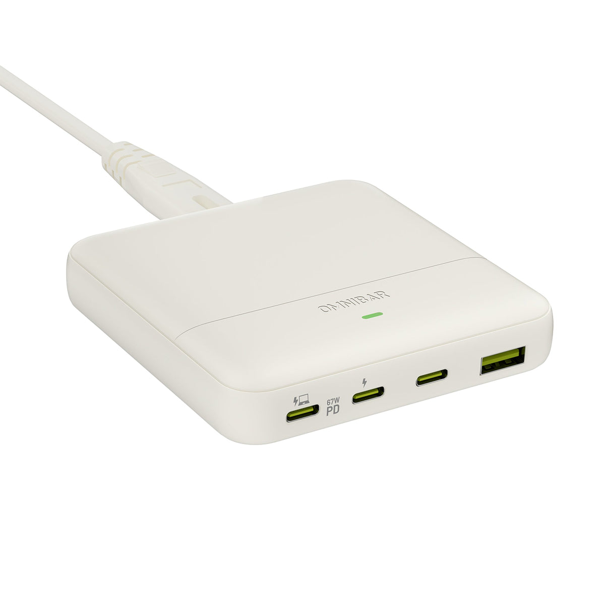 Omnibar 67W 4-Port Slim Charging Station, Ivory White
