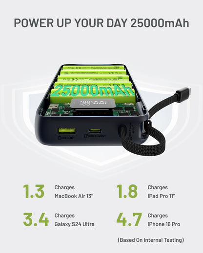 Kova 25,000mAh Cable-Connect Power Bank, PD100W, Cosmic Black