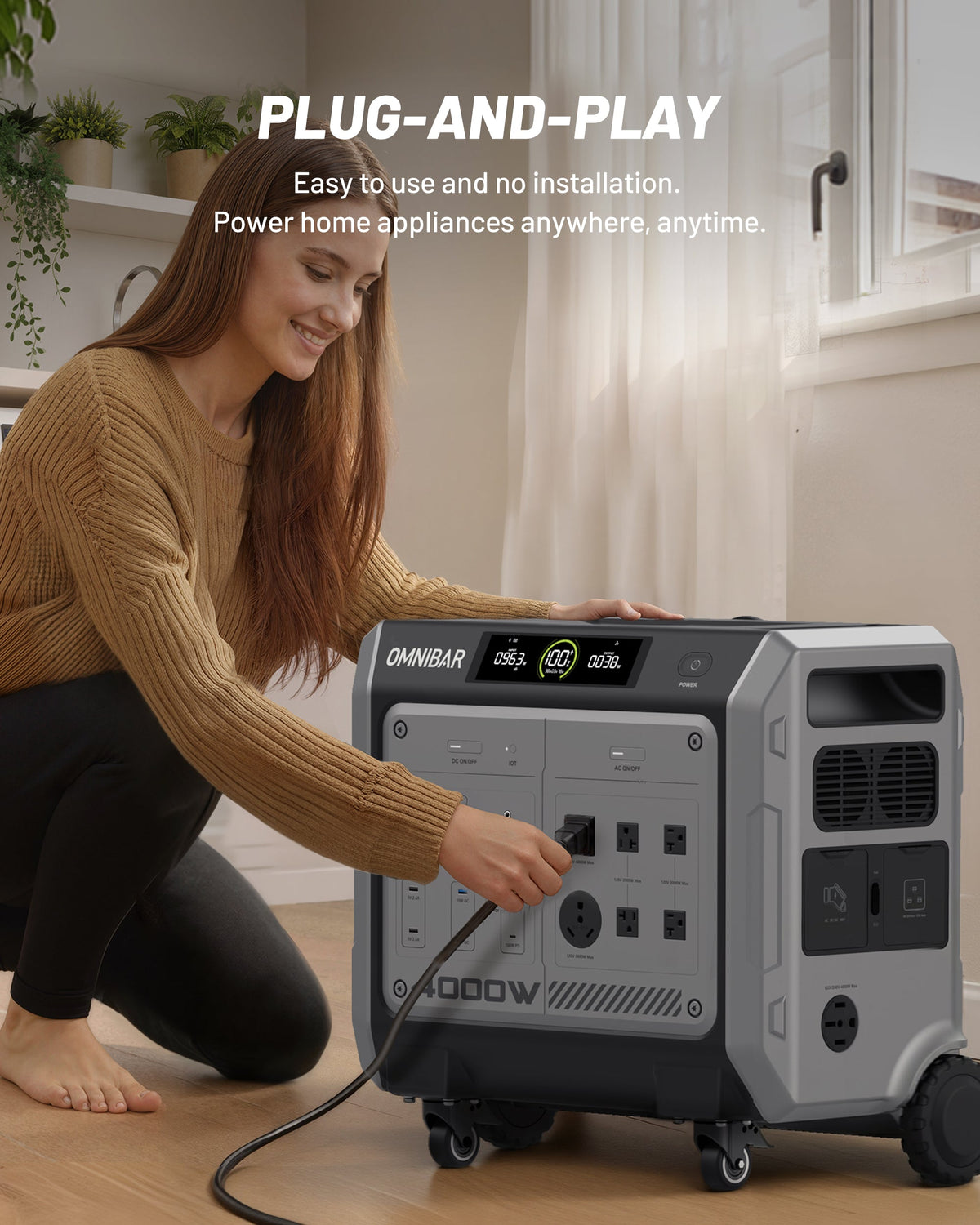 Vanta 4000 Portable Power Station 4096Wh & 4096wh portable battery pack, 4000W (Peak 4096W) LiFePO4 Battery, 3H Fast Charge, 15 Outlets, UPS 10ms, Solar Generator for Home Backup, Camping, RV, Emergencies