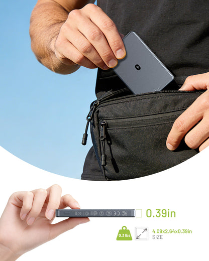 Kira Ultra-Slim Magnetic Power Bank 5K, Qi2, PD 20W, Black