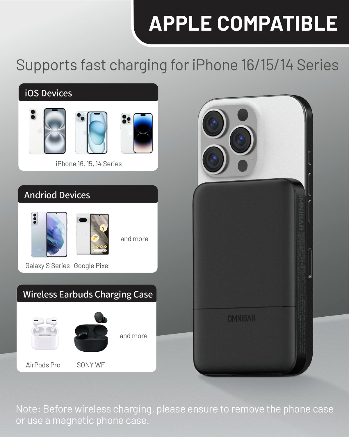 Miko Slim Magnetic Power Bank 5K, Black