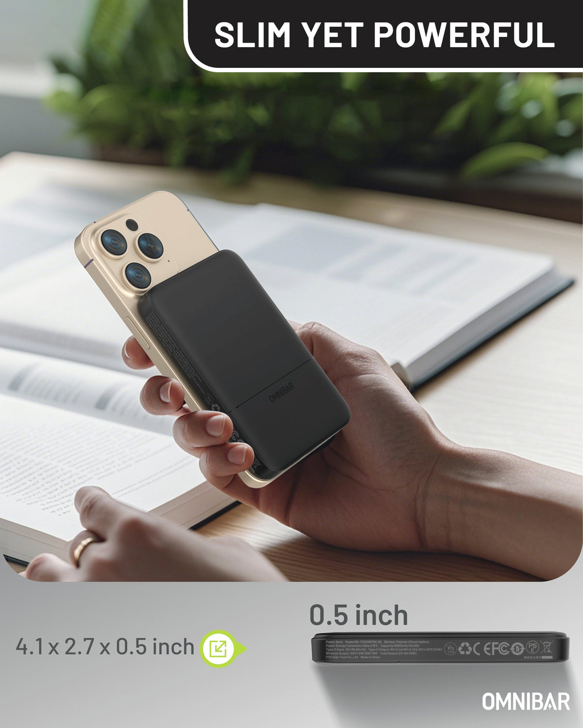 Miko Slim Magnetic Power Bank 5K, Black