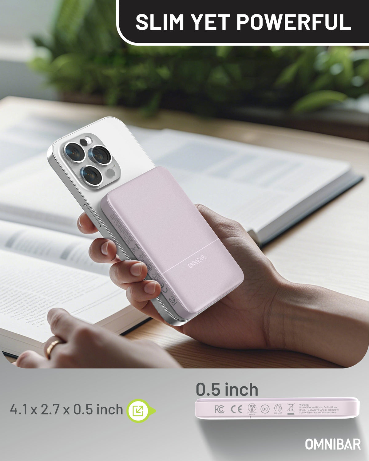 Miko Slim Magnetic Power Bank 5K, Purple
