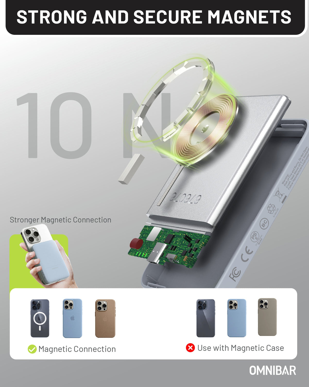Miko Slim Magnetic Power Bank 5K, Skye Blue
